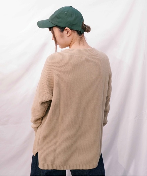 BROOKLYN OVERALL（ブルックリンオーバーオール）の「片畦編ニットプルオーバー（ニット/セーター・レディース・カーキ/チャコールグレー/ベージュ・FREE）」の16枚目の写真