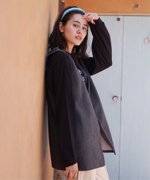 VENCEEXCHANGE(ヴァンスエクスチェンジ)の「ノーカラーVネックジレ(ベスト・レディース・ベージュ/ブラック・M)」の19枚目の写真