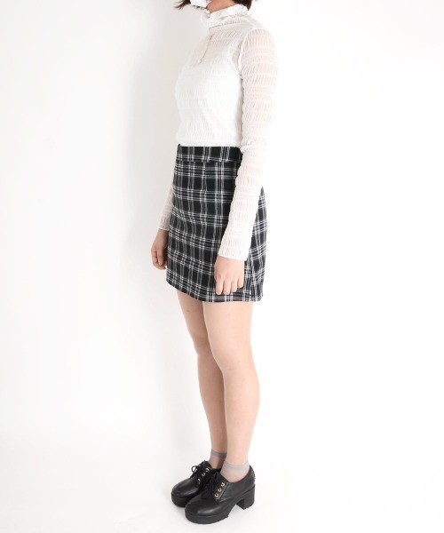 urge:(アージコロン )の「【URGE:】 チェック柄 台形 ミニスカート(スカート・レディース・ネイビー/ブラック/レッド・SMALL/MEDIUM/LARGE)」の13枚目の写真