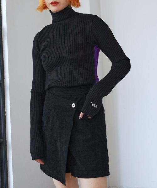 PBLIM（ページボーイリム）の「PAGEBOYLIM/サイドラインリブニット（ニット/セーター・レディース・ブラック/グレー/オフホワイト・FREE）」の3枚目の写真