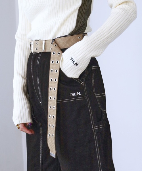 PBLIM（ページボーイリム）の「PAGEBOYLIM/サイドラインリブニット（ニット/セーター・レディース・ブラック/グレー/オフホワイト・FREE）」の4枚目の写真