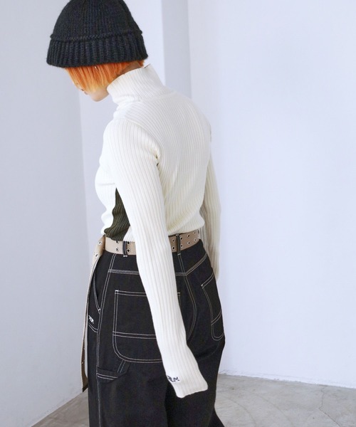 PBLIM（ページボーイリム）の「PAGEBOYLIM/サイドラインリブニット（ニット/セーター・レディース・ブラック/グレー/オフホワイト・FREE）」の6枚目の写真