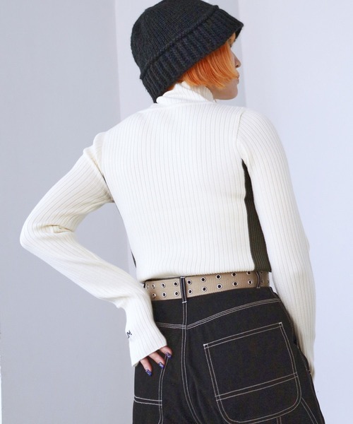 PBLIM（ページボーイリム）の「PAGEBOYLIM/サイドラインリブニット（ニット/セーター・レディース・ブラック/グレー/オフホワイト・FREE）」の7枚目の写真