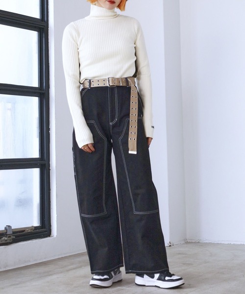 PBLIM（ページボーイリム）の「PAGEBOYLIM/サイドラインリブニット（ニット/セーター・レディース・ブラック/グレー/オフホワイト・FREE）」の8枚目の写真