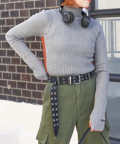 PBLIM（ページボーイリム）の「PAGEBOYLIM/サイドラインリブニット（ニット/セーター・レディース・ブラック/グレー/オフホワイト・FREE）」の17枚目の写真