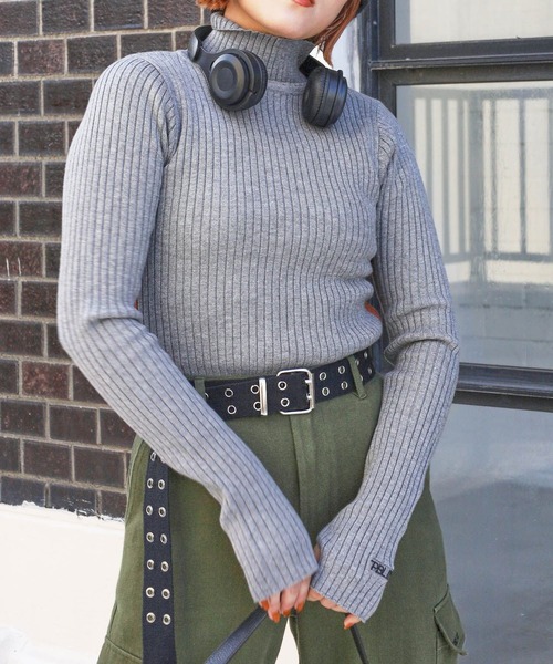 PBLIM（ページボーイリム）の「PAGEBOYLIM/サイドラインリブニット（ニット/セーター・レディース・ブラック/グレー/オフホワイト・FREE）」の19枚目の写真