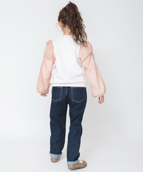 BRANSHES(ブランシェス)の「【あったか】袖シフォン裏起毛トレーナー(スウェット・キッズ・ライトグリーン/アイボリー・150/120/100/90/140/110/130)」の6枚目の写真