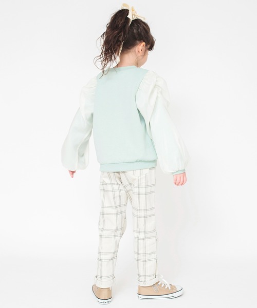 BRANSHES(ブランシェス)の「【あったか】袖シフォン裏起毛トレーナー(スウェット・キッズ・ライトグリーン/アイボリー・150/120/100/90/140/110/130)」の12枚目の写真
