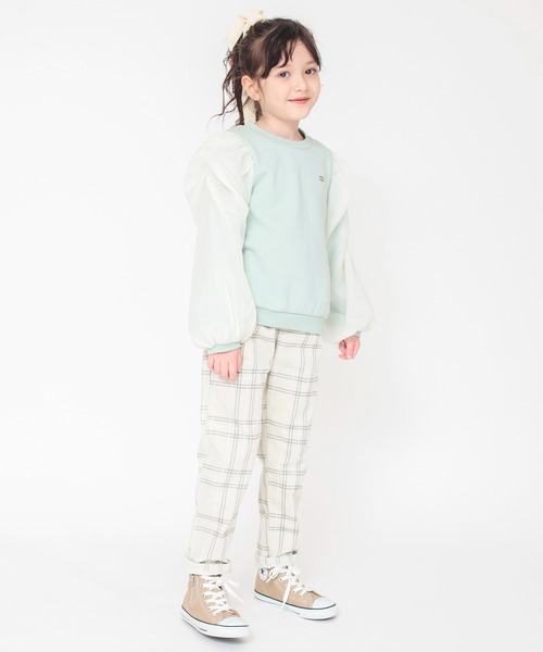 BRANSHES(ブランシェス)の「【あったか】袖シフォン裏起毛トレーナー(スウェット・キッズ・ライトグリーン/アイボリー・150/120/100/90/140/110/130)」の9枚目の写真