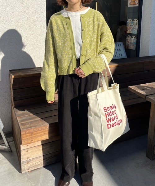 nemne store(ネンネストア)の「前後2way総柄ジャガードニットカーディガン(カーディガン/ボレロ・レディース・グリーン/ピンク/ブラック・フリー)」の11枚目の写真