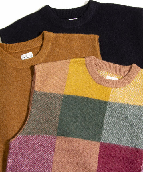 GLOSTER(グロスター)の「【GLOSTER/グロスター】シャギーモヘヤ ニットベスト ワイドフィット チェック/無地(ベスト・メンズ・ブラック/ベージュ系その他/キャメル・S/M/L)」の4枚目の写真