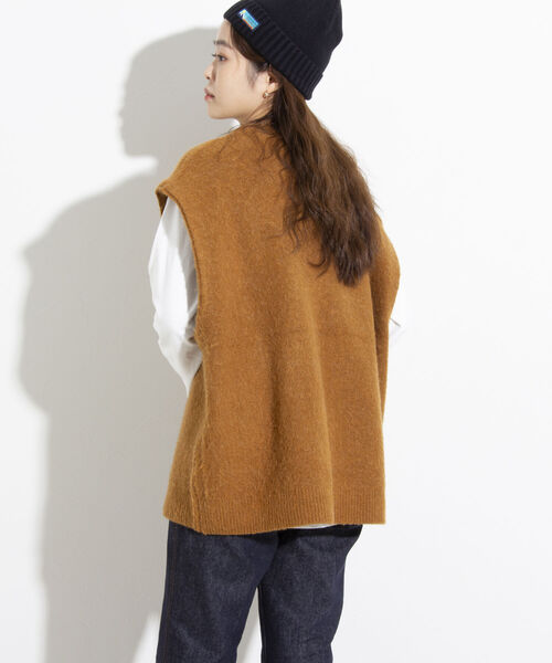 GLOSTER(グロスター)の「【GLOSTER/グロスター】シャギーモヘヤ ニットベスト ワイドフィット チェック/無地(ベスト・メンズ・ブラック/ベージュ系その他/キャメル・S/M/L)」の10枚目の写真