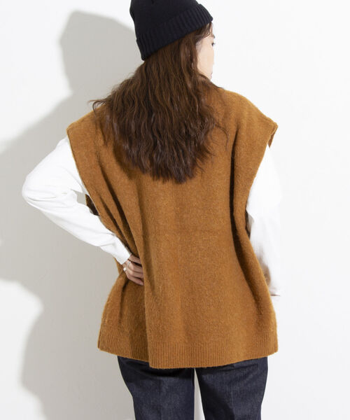 GLOSTER(グロスター)の「【GLOSTER/グロスター】シャギーモヘヤ ニットベスト ワイドフィット チェック/無地(ベスト・メンズ・ブラック/ベージュ系その他/キャメル・S/M/L)」の11枚目の写真