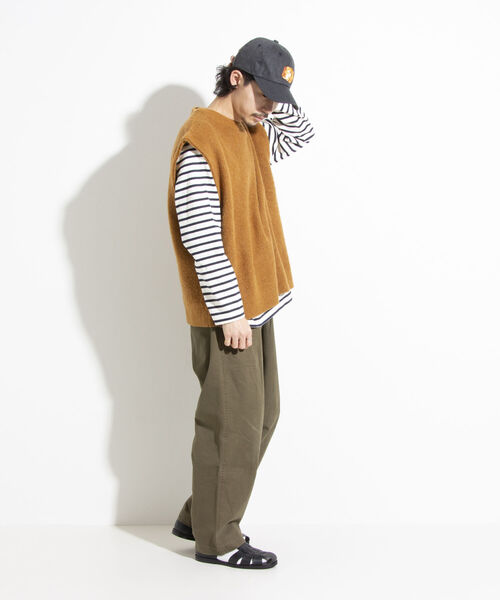 GLOSTER(グロスター)の「【GLOSTER/グロスター】シャギーモヘヤ ニットベスト ワイドフィット チェック/無地(ベスト・メンズ・ブラック/ベージュ系その他/キャメル・S/M/L)」の18枚目の写真