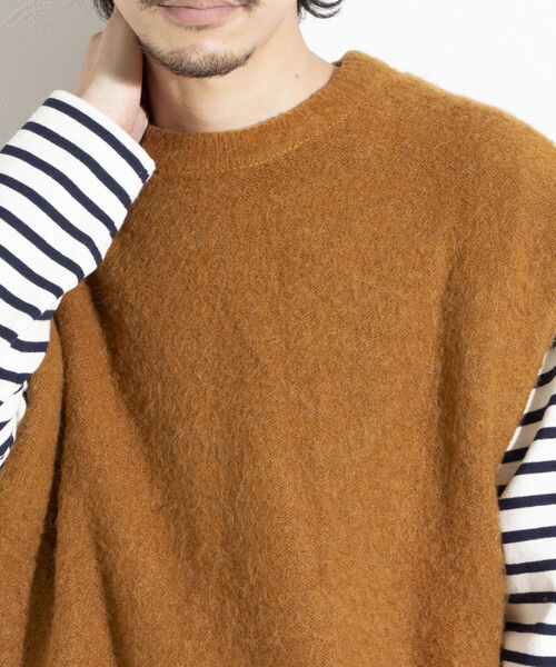 GLOSTER(グロスター)の「【GLOSTER/グロスター】シャギーモヘヤ ニットベスト ワイドフィット チェック/無地(ベスト・メンズ・ブラック/ベージュ系その他/キャメル・S/M/L)」の21枚目の写真