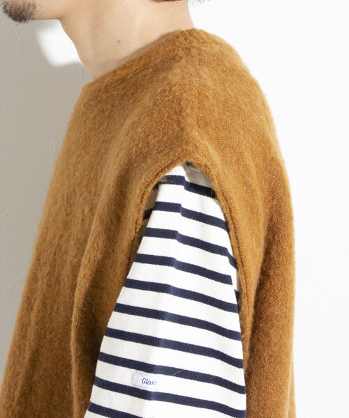 GLOSTER(グロスター)の「【GLOSTER/グロスター】シャギーモヘヤ ニットベスト ワイドフィット チェック/無地(ベスト・メンズ・ブラック/ベージュ系その他/キャメル・S/M/L)」の22枚目の写真