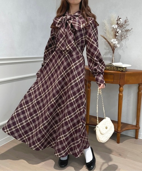 よよよ様 〈完売品〉ボウエー bow.a チェック柄 パラソル ワンピース 完売品〉ボウエー bow.a チェック柄 パラソル ワンピース リネン