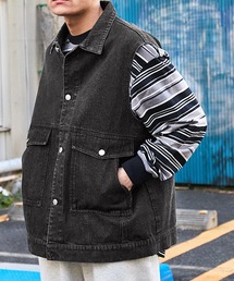 【retock's】ロゴ刺繍 オーバーデニムジャケットベスト