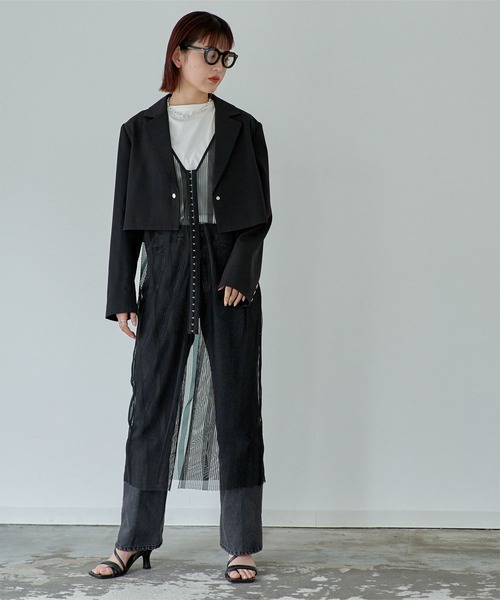 miette（ミエット）の「フロントホックVネックメッシュワンピース（ワンピース・レディース・ホワイト/ブラック・FREE）」の9枚目の写真