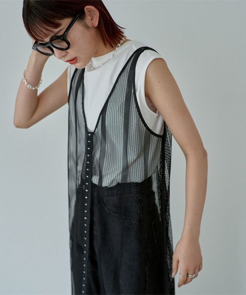 miette（ミエット）の「フロントホックVネックメッシュワンピース（ワンピース・レディース・ホワイト/ブラック・FREE）」の10枚目の写真