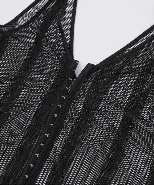 miette（ミエット）の「フロントホックVネックメッシュワンピース（ワンピース・レディース・ホワイト/ブラック・FREE）」の14枚目の写真