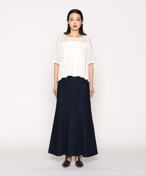 COMME CA ISM(コムサイズム)の「レース ペプラム トップス(Tシャツ/カットソー・レディース・ブラック/ブルー/ホワイト・LARGE/MEDIUM)」の10枚目の写真