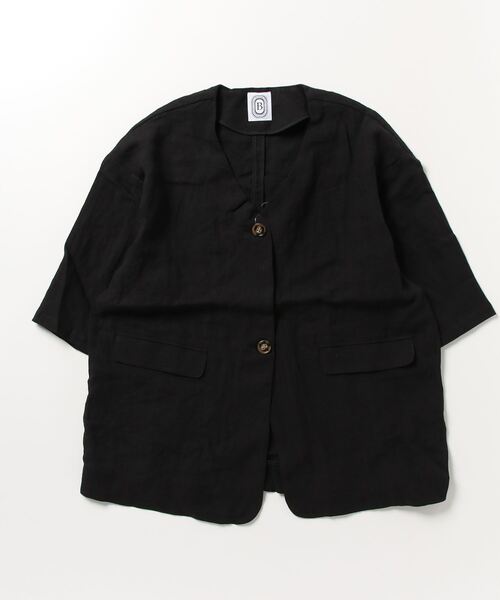 BEAVER（ビーバー）の「B omnivore/ビーオムニボー　ノ－カラージャケット（ノーカラージャケット・レディース・その他6/ブラック/ブルー・1）」の7枚目の写真