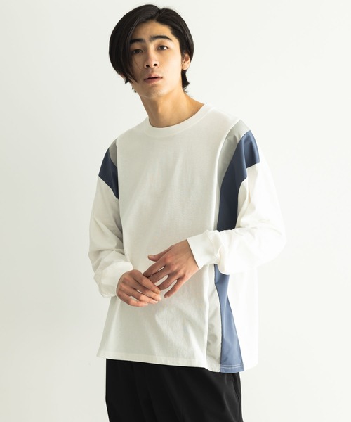 CRAFT STANDARD BOUTIQUE(クラフトスタンダードブティック)の「布帛切り替えL/S TEE-B(Tシャツ/カットソー・メンズ・オフホワイト/ブラウン/ブラック・XL/M/L)」の2枚目の写真