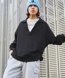 ビッグシルエットスキッパー襟裏毛スウェット