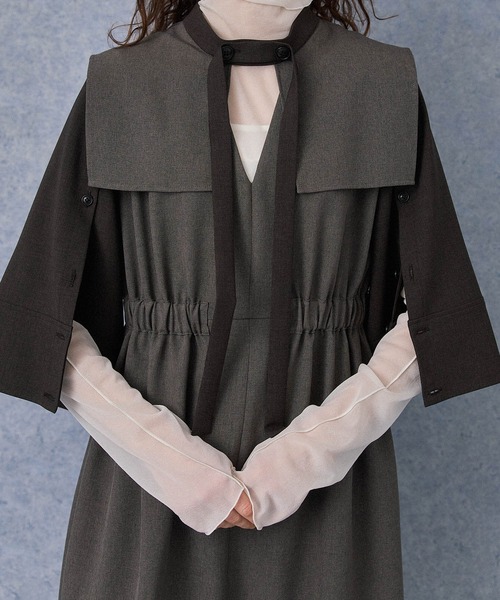 PUBLIC TOKYO（パブリックトウキョウ）の「スリットスリーブフレアシャツワンピース（ワンピース・レディース・アイボリー/パープル/ダークグレー・FREE）」の4枚目の写真