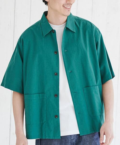 ★EU発*COS*新作*リネンショートスリーブシャツ/PRINTED★ coen（コーエン）の「リネンミックスショートスリーブシャツ