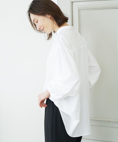Elura(エルーラ)の「アイロンいらず袖コンブラウス(シャツ/ブラウス・レディース・ネイビー/ホワイト・MEDIUM/SMALL)」の6枚目の写真