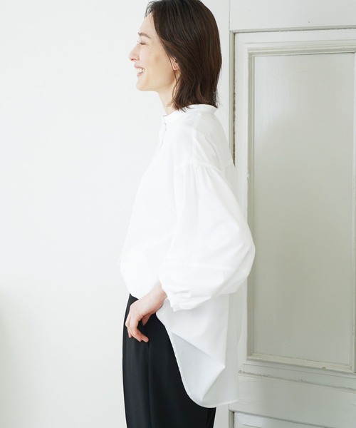 Elura(エルーラ)の「アイロンいらず袖コンブラウス(シャツ/ブラウス・レディース・ネイビー/ホワイト・MEDIUM/SMALL)」の7枚目の写真