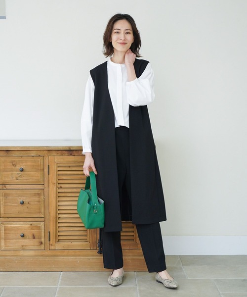 Elura(エルーラ)の「アイロンいらず袖コンブラウス(シャツ/ブラウス・レディース・ネイビー/ホワイト・MEDIUM/SMALL)」の12枚目の写真