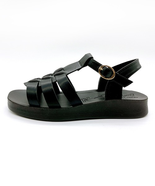 Noubel Voug Relax（ヌーベルヴォーグリラックス）の「スクエアトゥ厚底グルカサンダル（サンダル・レディース・ブラック/アイボリー/ベージュ・S/M/L/LL）」の15枚目の写真