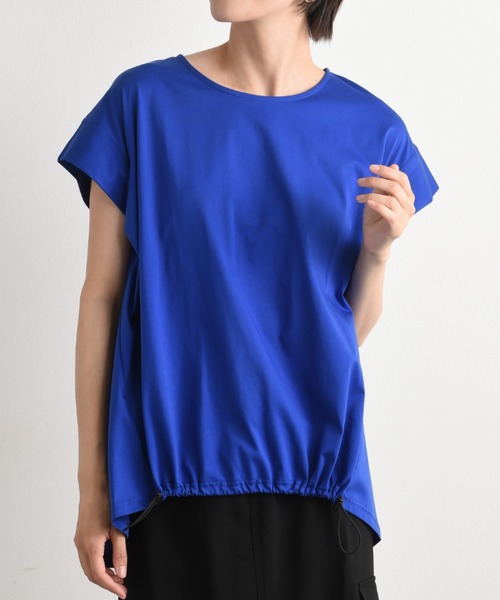 INTERPLANET(インタープラネット)の「シルケットライク天竺裾ドロストプルオーバー(Tシャツ/カットソー・レディース・ブルー/チャコールグレー/オフホワイト/グリーン・FREE)」の5枚目の写真