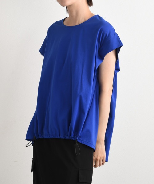 INTERPLANET(インタープラネット)の「シルケットライク天竺裾ドロストプルオーバー(Tシャツ/カットソー・レディース・ブルー/チャコールグレー/オフホワイト/グリーン・FREE)」の8枚目の写真