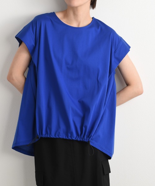 INTERPLANET(インタープラネット)の「シルケットライク天竺裾ドロストプルオーバー(Tシャツ/カットソー・レディース・ブルー/チャコールグレー/オフホワイト/グリーン・FREE)」の9枚目の写真