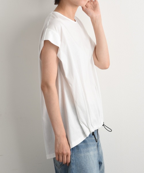 INTERPLANET(インタープラネット)の「シルケットライク天竺裾ドロストプルオーバー(Tシャツ/カットソー・レディース・ブルー/チャコールグレー/オフホワイト/グリーン・FREE)」の19枚目の写真