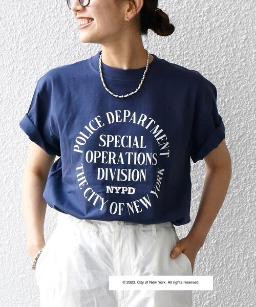 GOOD ROCK SPEED(グッドロックスピード)の「GOOD ROCK SPEED:〈洗濯機可能〉NYC ロゴ TEE(Tシャツ/カットソー・レディース・ホワイト/ライトグレー/ネイビー・ONE SIZE)」の3枚目の写真