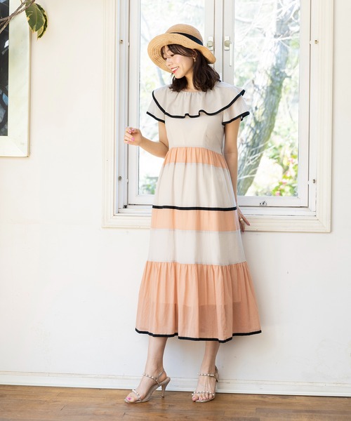 tomopiano　Rose Tiara ローズティアラ　コットンシフォン Rose Tiara（ローズティアラ）の「コットンシフォン配色マキシ