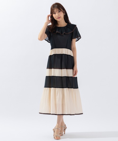 tomopiano　Rose Tiara ローズティアラ　コットンシフォン コットンシフォンティアードワンピース | ローズティアラ(Rose