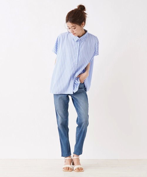Brahmin(ブラーミン)の「【BRAHMIN】バックドローストリングブラウス(シャツ/ブラウス・レディース・ライトブルー/オフホワイト・2)」の18枚目の写真