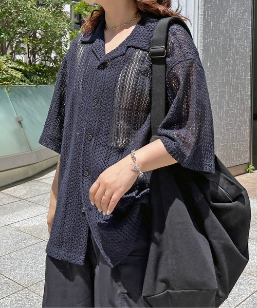 CPCM（シーピーシーエム）の「半袖レース開襟シャツ（シャツ/ブラウス・メンズ・グリーン/アイボリー/ネイビー・MEDIUM/LARGE）」の17枚目の写真