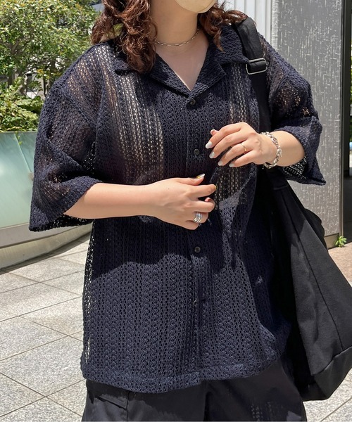 CPCM（シーピーシーエム）の「半袖レース開襟シャツ（シャツ/ブラウス・メンズ・グリーン/アイボリー/ネイビー・MEDIUM/LARGE）」の18枚目の写真