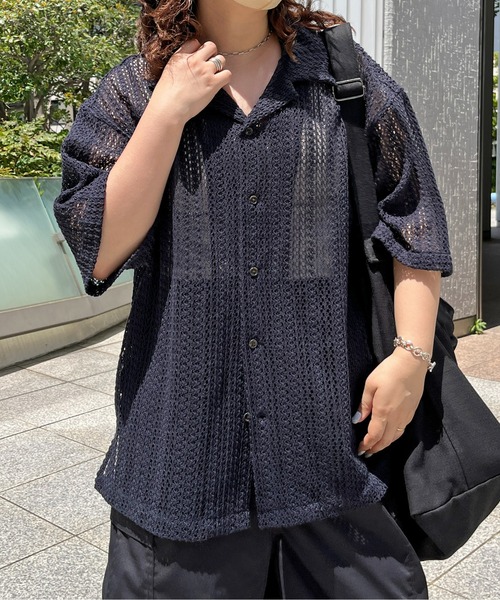 CPCM（シーピーシーエム）の「半袖レース開襟シャツ（シャツ/ブラウス・メンズ・グリーン/アイボリー/ネイビー・MEDIUM/LARGE）」の19枚目の写真