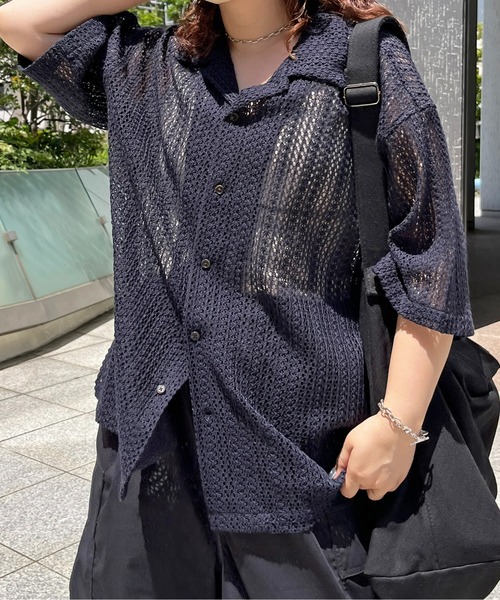 CPCM（シーピーシーエム）の「半袖レース開襟シャツ（シャツ/ブラウス・メンズ・グリーン/アイボリー/ネイビー・MEDIUM/LARGE）」の21枚目の写真