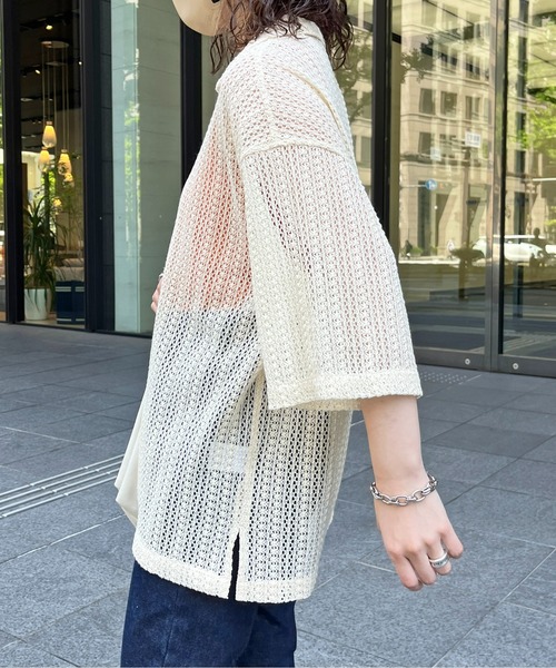 CPCM（シーピーシーエム）の「半袖レース開襟シャツ（シャツ/ブラウス・メンズ・グリーン/アイボリー/ネイビー・MEDIUM/LARGE）」の11枚目の写真