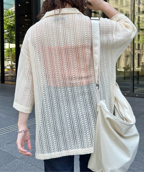 CPCM（シーピーシーエム）の「半袖レース開襟シャツ（シャツ/ブラウス・メンズ・グリーン/アイボリー/ネイビー・MEDIUM/LARGE）」の12枚目の写真