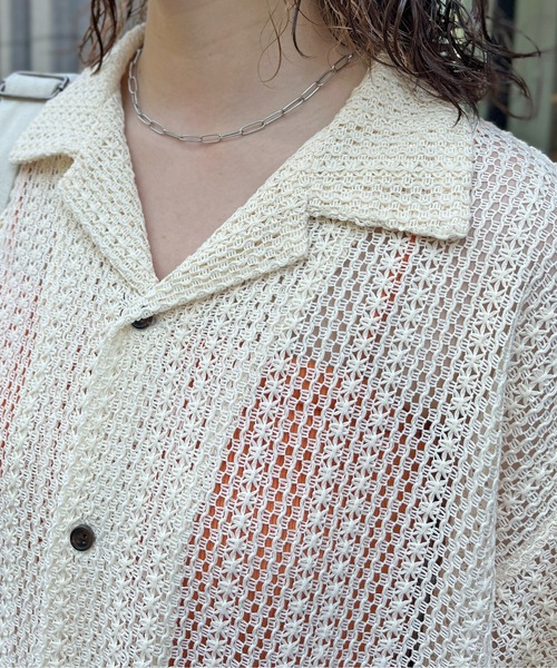 CPCM（シーピーシーエム）の「半袖レース開襟シャツ（シャツ/ブラウス・メンズ・グリーン/アイボリー/ネイビー・MEDIUM/LARGE）」の13枚目の写真